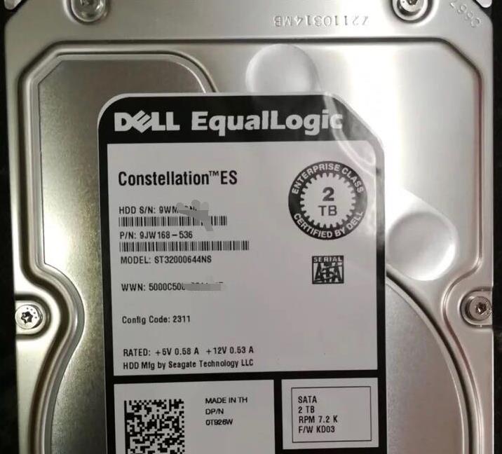 {臺灣公司貨 可打統編}ST32000644NS JW168-536 KD03 DELL 0T926W 2TB PS6000伺服器硬碟