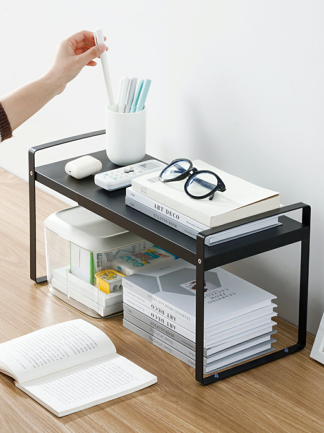 打印機架子 簡易書架置物架辦公室桌面打印機架子伸縮多層宿舍書桌整理收納架【MJ11735】