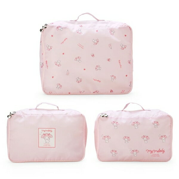 【震撼精品百貨】My Melody 美樂蒂~日本SANRIO三麗鷗 美樂蒂旅行收納袋3入組(粉滿版款)*02004