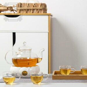 水果花茶壺套裝日式創意蠟燭加熱保溫陶瓷底座溫茶爐耐熱透明玻璃
