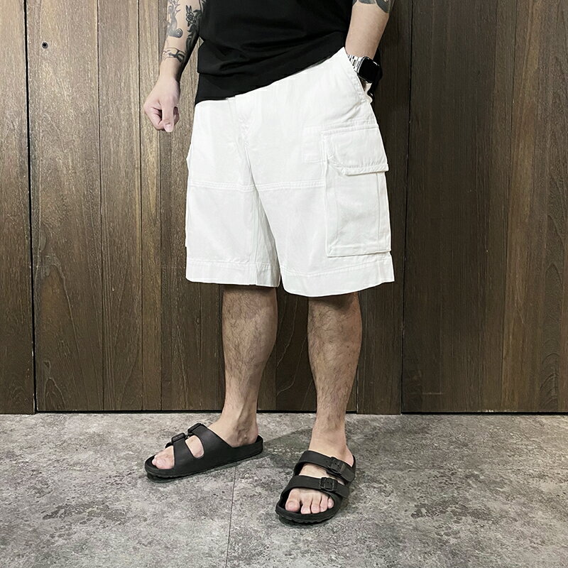 美國百分百【全新真品】Ralph Lauren 工裝短褲 棉質 休閒 男款 RL POLO 素面 白色 DE51