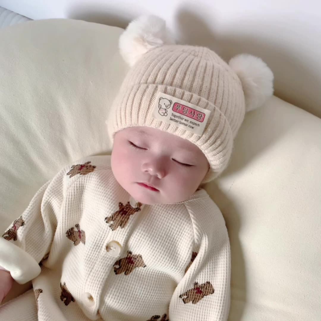 嬰兒帽子秋冬季可愛超萌新生嬰幼兒胎帽男女寶寶毛線帽初生針織帽