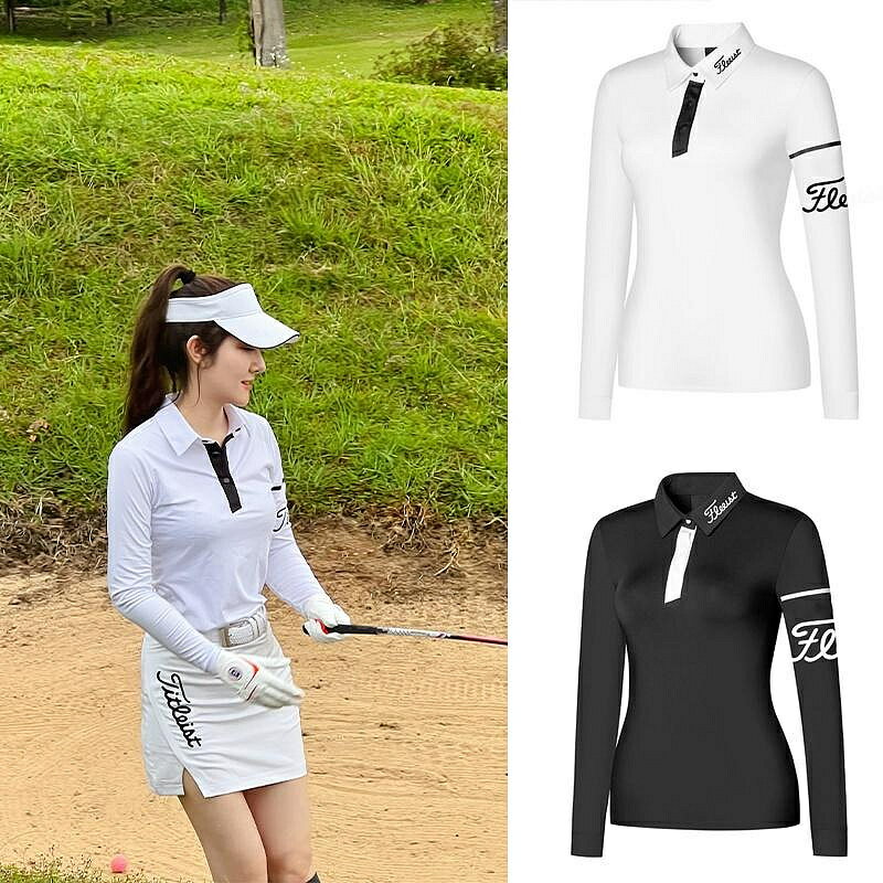 【TITLEIST】高爾夫女士長袖球衣戶外運動防曬透氣緊身T恤polo衫 H4gQ
