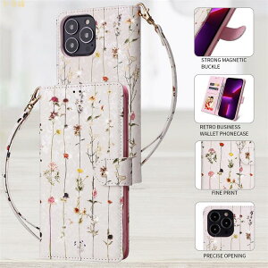 精緻花朵皮套蘋果手機殼iPhone 12 13 Pro Max Mini手繩翻蓋可插卡圖案磁吸保護殼禮物