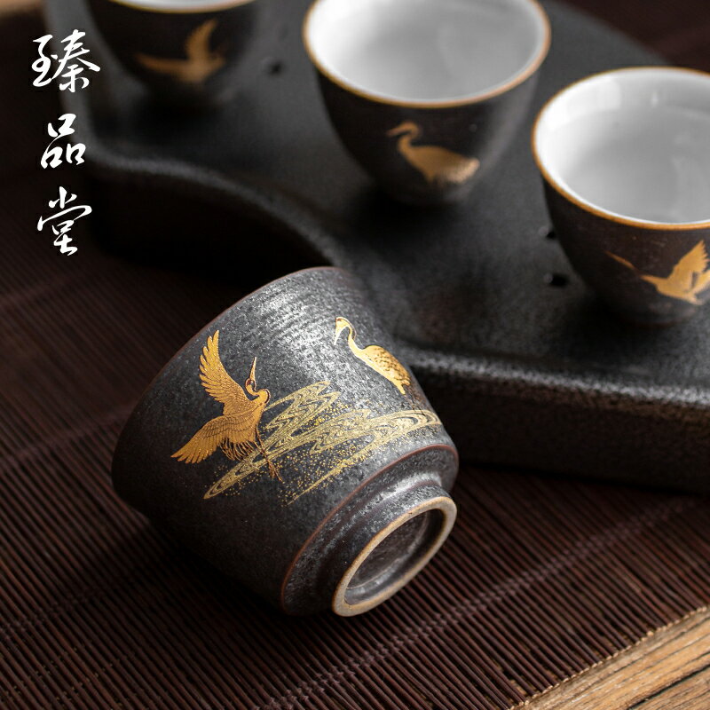 臻品堂銀斑釉陶瓷茶杯品茗杯斗笠大主人杯杯子家用小單杯功夫茶具1入