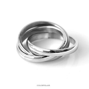 戒指 素面銀色三環鋼製指環 [NC196] 柒彩年代