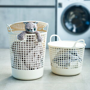 韓國漢森同款 北歐簡約ins米白色帶蓋把手雜物收納桶洗衣籃臟衣籃