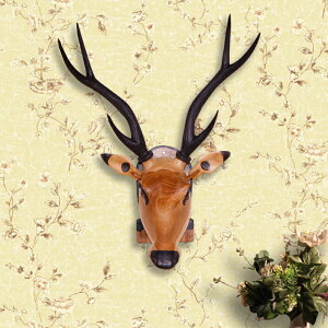 實木仿真泰式鹿頭裝飾壁掛創意掛件客廳玄關招財鹿墻面墻上裝飾品