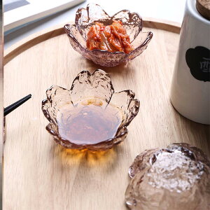 櫻花碟玻璃碟子家用小日式醬料醬油調味壽司飾品粉色花瓣個性沾水