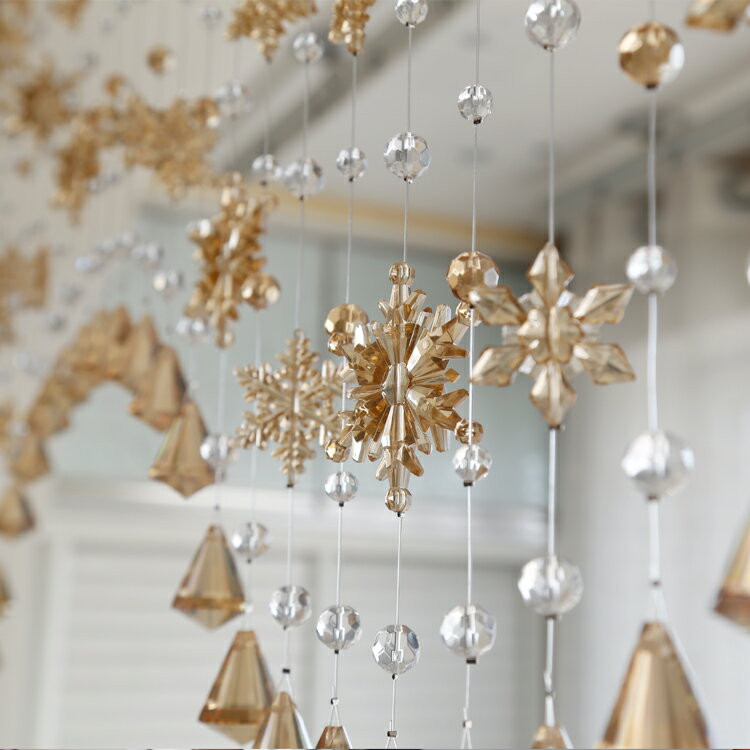 珠簾 風水門簾 門簾 輕奢現代雪花水晶珠簾風水衛生間門簾客廳玄關隔斷簾北歐裝飾掛簾『cyd20140』 2