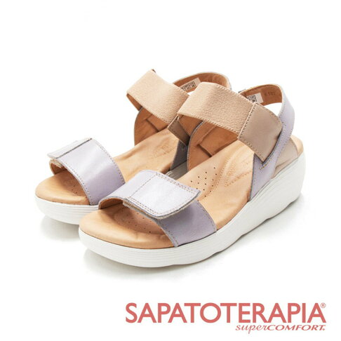SAPATOTERAPIA(女)減壓款魔鬼氈彈力帶厚底涼鞋 女鞋-藍色 0
