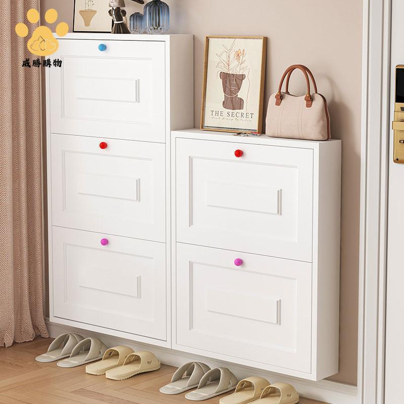 12cm超薄鋼制翻斗鞋櫃 家用門口室內一體靠墻入戶門玄關櫃小窄鞋架ws8231