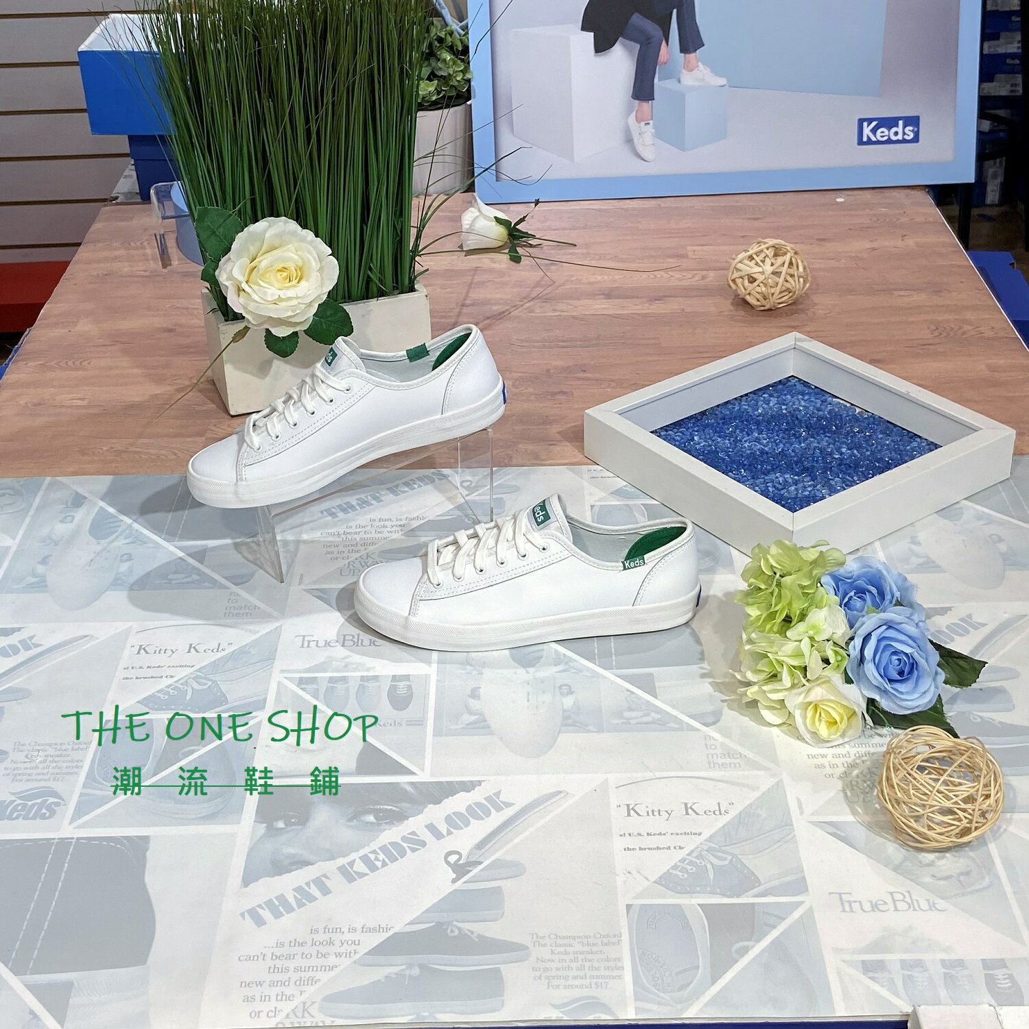 Keds kickstart 小白鞋 綠標 白色 綠色 皮革 復古 經典款 防潑水 耐髒 WH56769