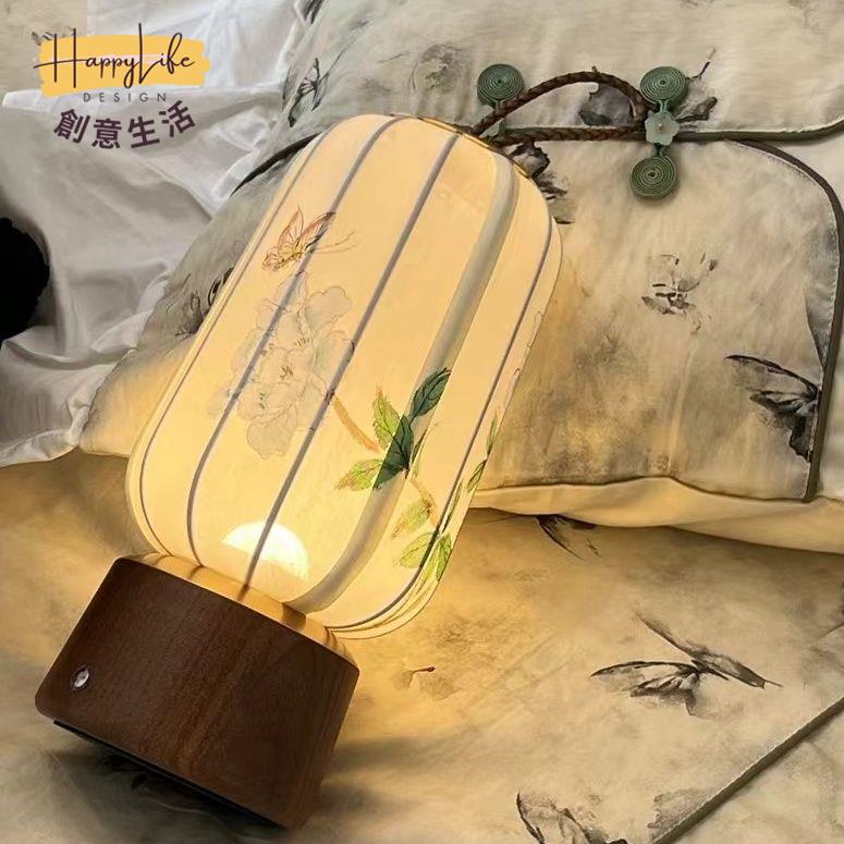 新中式 禪意復古臺燈 小夜燈 手提可移動 無線 古風桌燈 充電觸摸氛圍燈[PP0521011]