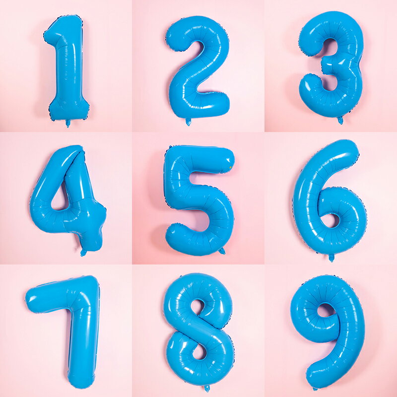 40寸馬卡系大號數字鋁膜氣球粉藍兒童成人生日派對布置裝飾用新品