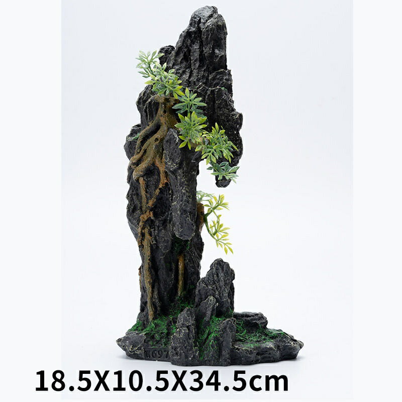 魚缸假山造景組 模擬流水假山 水缸造景石 樹脂裝飾 水草擺件 躲避洞A34