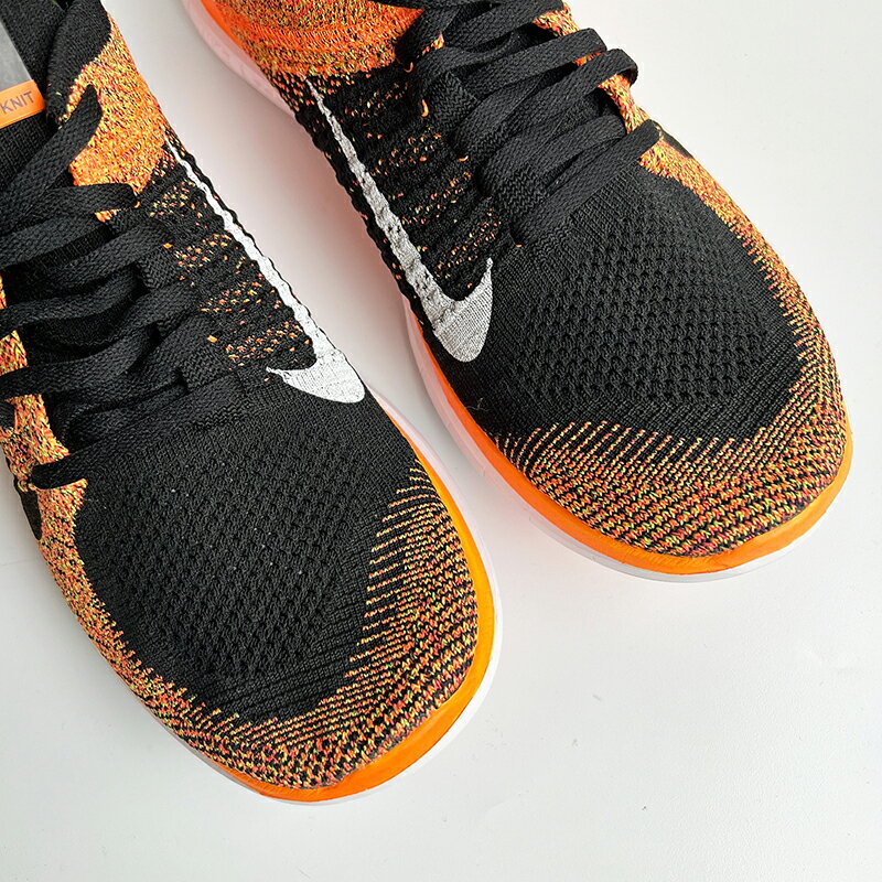 美國百分百【Nike】Free 4.0 Flyknit 耐吉 鞋子 慢跑鞋 運動鞋 球鞋 編織 螢光橘黑 男 G030 2