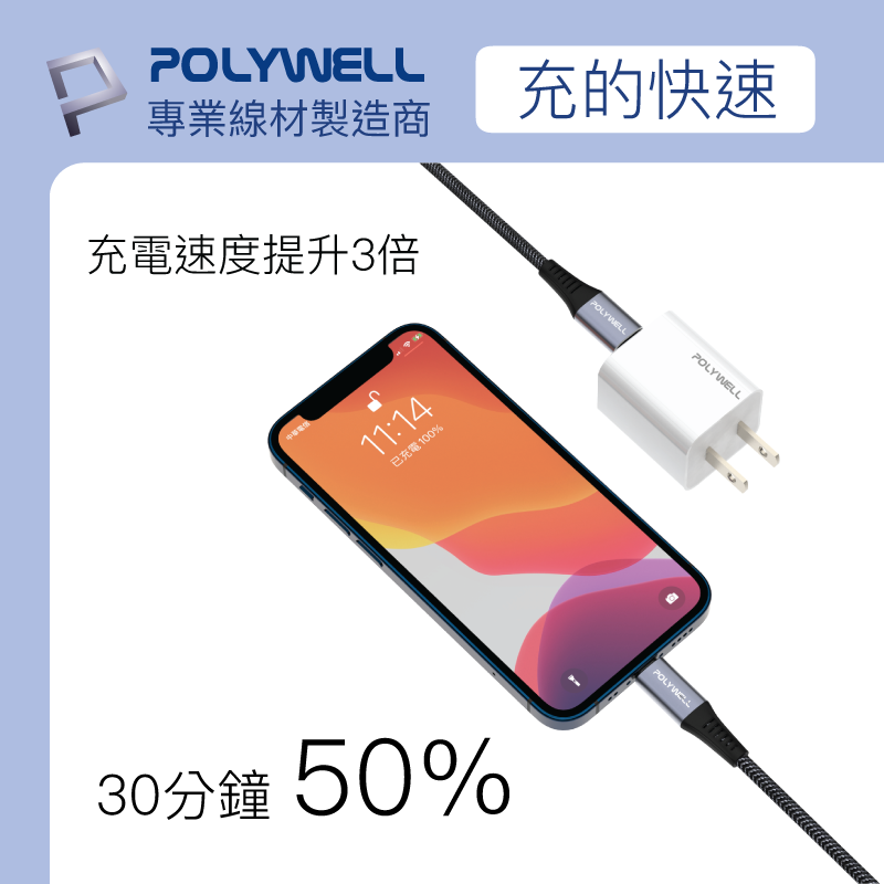 POLYWELL PD迷你快充頭 20W Type-C 充電頭 豆腐頭 蘋果 iPhone 安卓 單孔 3