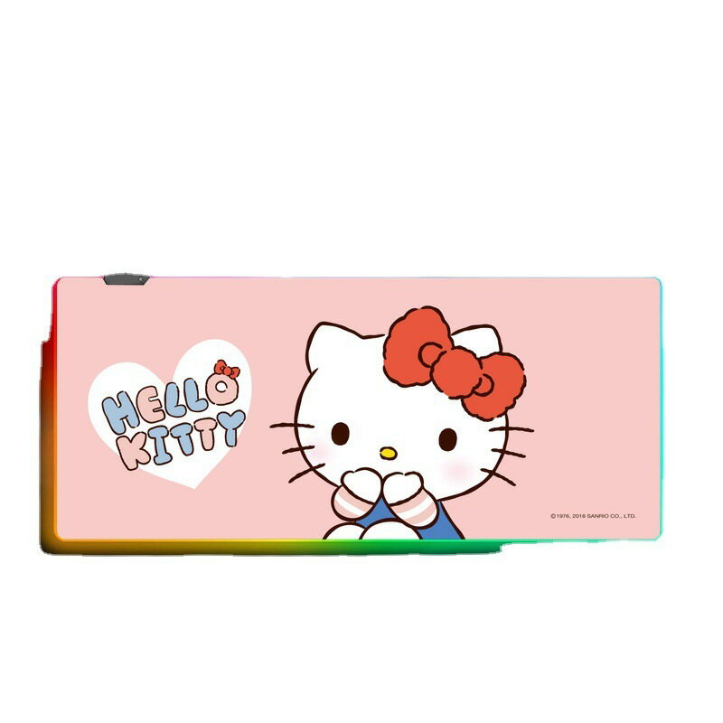 rgb發光鼠標墊超大Hello Kitty凱蒂貓鍵盤桌墊電競led滑鼠墊批發【Snowbelle優選】