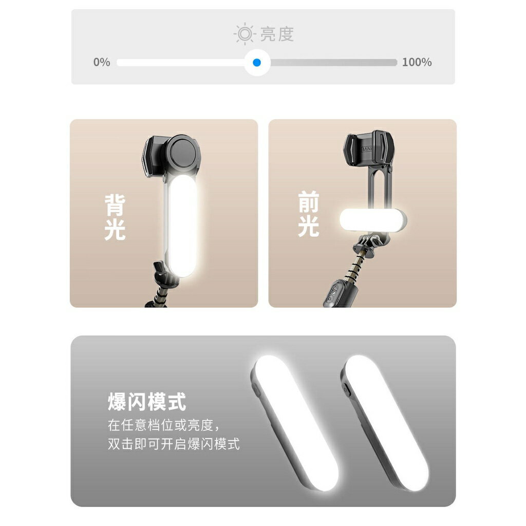 ISONA 70公分四段式藍芽無線遙控鋁合金 手機支架 手機自拍棒 單軸穩定器 手機三腳架 手機拍照支架 手機自拍架 手機自拍腳架 穩定器自拍棒 自拍神器 360度多角度補光 4