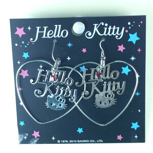 【震撼精品百貨】Hello Kitty 凱蒂貓 造型耳環-英文愛心造型 震撼日式精品百貨