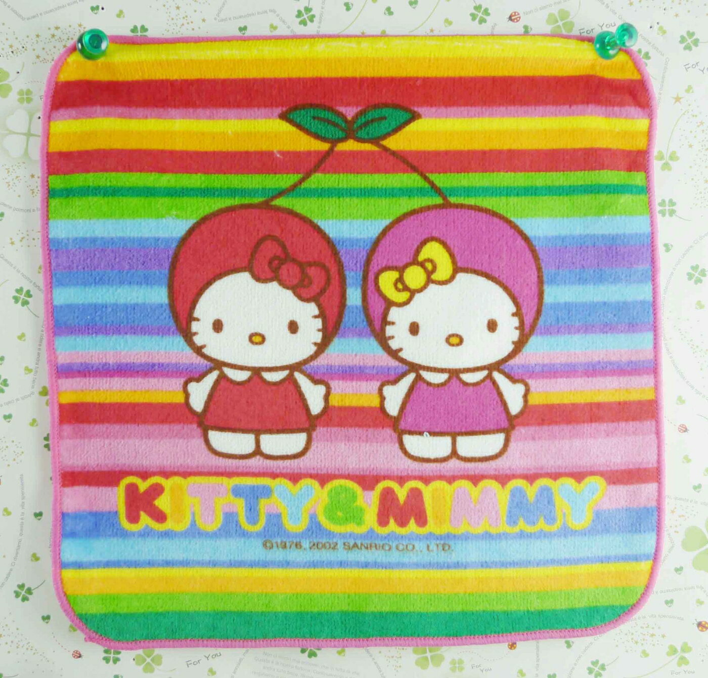 【震撼精品百貨】Hello Kitty 凱蒂貓 方巾-彩色戴蘋果 震撼日式精品百貨