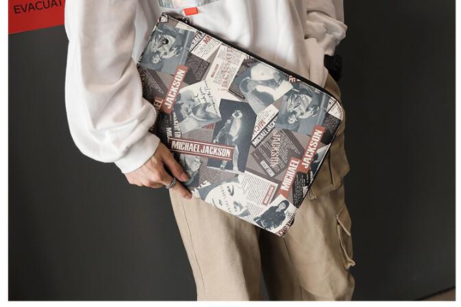 FINDSENSE X 韓國 時尚 男士 大容量商務休閒 手工編織 手抓包 手拿包 手提包 休閒文件包