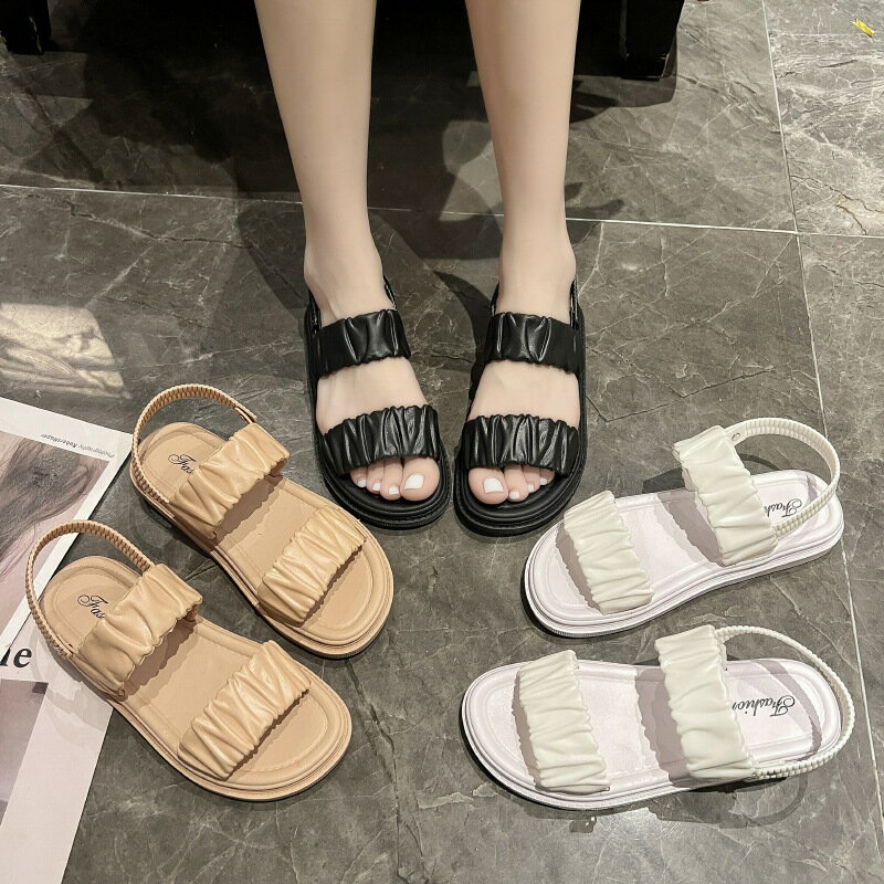 涼拖鞋女夏季新款居家室內外穿防滑時尚百搭平底沙灘鞋外貿批發【Snowbelle優選】