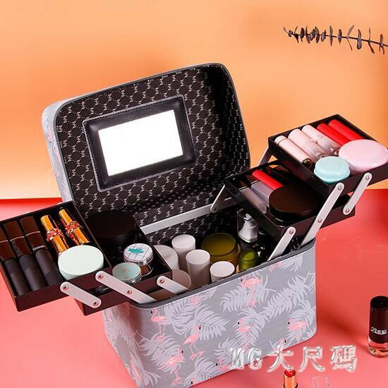 化妝箱便攜化妝包小號韓版簡約多功能特大手提收納盒品大容量箱 QG4278