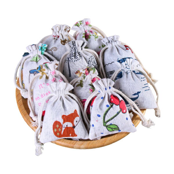 日式彩繪束口袋-9x7cm 萬用抽繩收納袋 手提棉麻布收納袋 飾品袋婚禮小物袋 贈品禮品 3