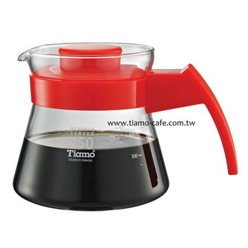 金時代書香咖啡 Tiamo 玻璃咖啡壺 450cc 弧型把手 通過SGS HG2210R