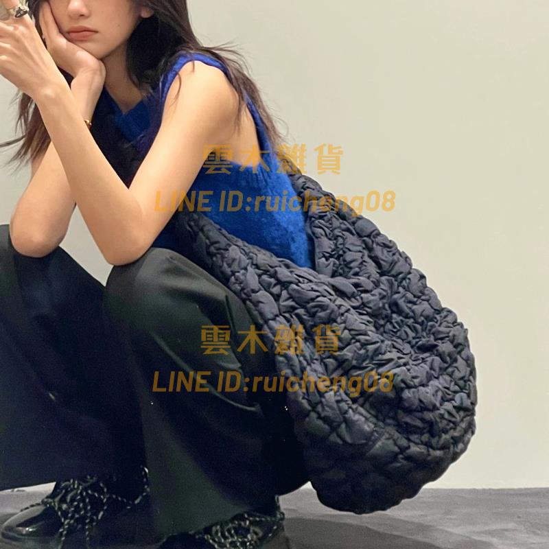 韓版包包 女云朵褶皺大包個性小眾菱格大容量餃子包復古斜挎包【雲木雜貨】