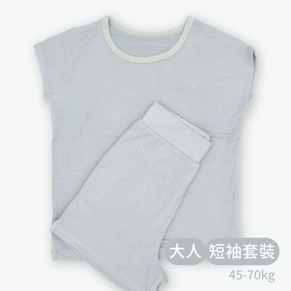 minihope輕柔感短袖套裝(大人)-灰藍