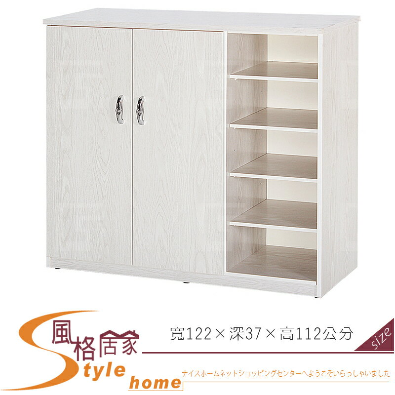 《風格居家Style》(塑鋼材質4尺開門右開放鞋櫃-白橡色 090-10-LX