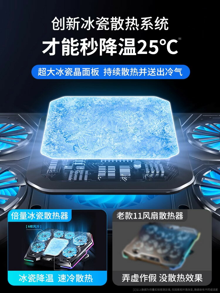 {保固一年}筆記本散熱器底座半導體製冷遊戲本專用降溫風冷15.6/14寸電腦支架輕音風扇適用於蘋果聯想惠普戴爾華碩通用