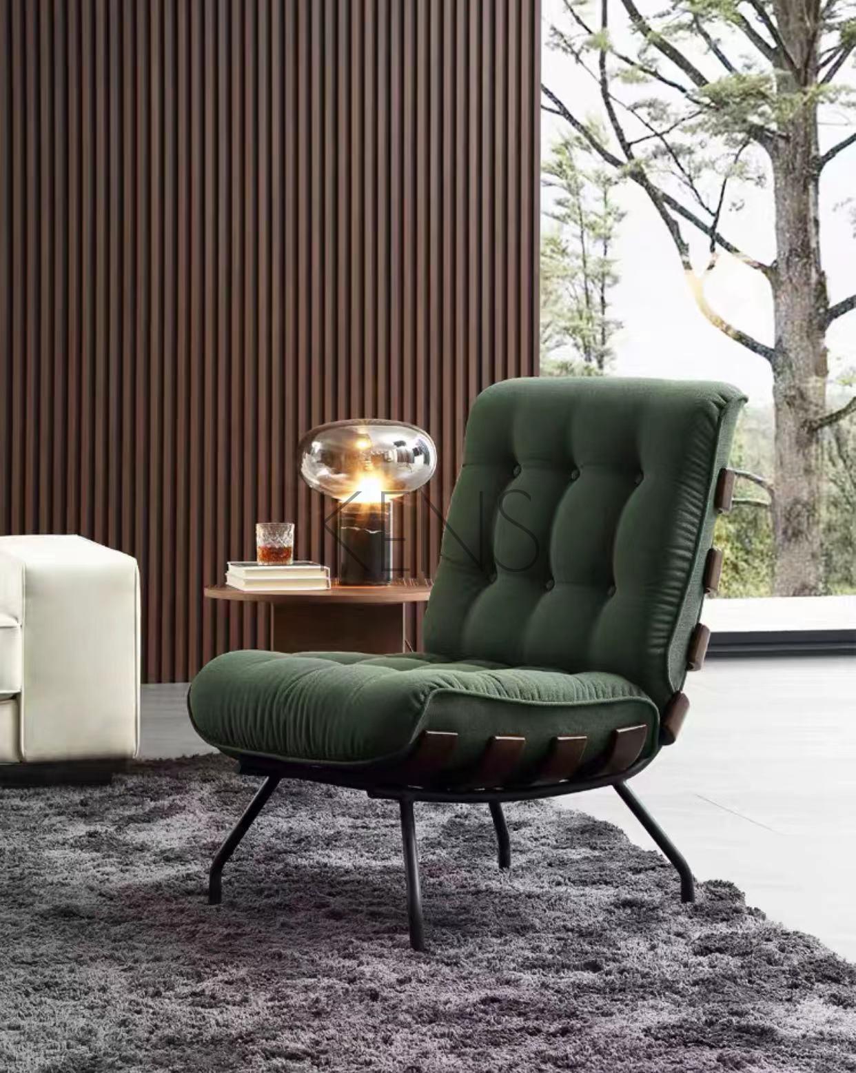 【KENS】沙發 沙發椅 意式極簡單人沙發椅家用客廳酒店休閑椅復古原木現代設計師單椅子