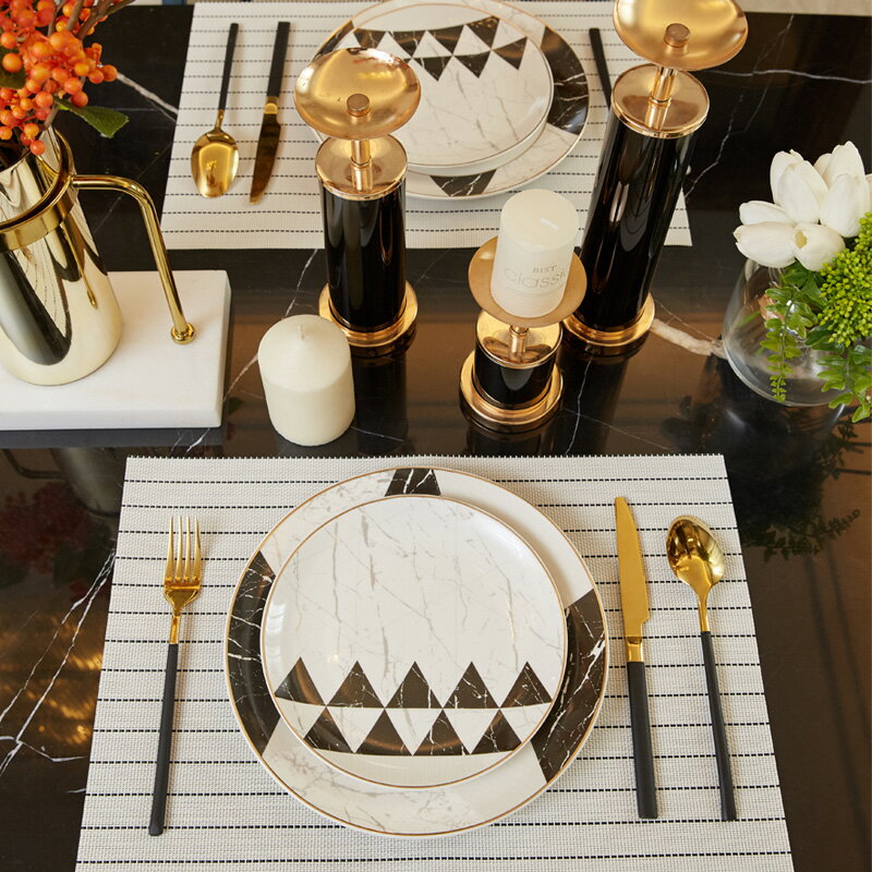 歐式大理石西餐具現代簡約樣板房擺件餐廳餐桌輕奢實用家居裝飾品