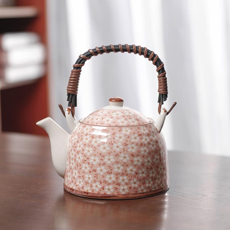 茶壺 日式提梁壺單壺陶瓷大容量茶具泡茶壺帶過濾網900ml餐廳水壺家用 快速出貨