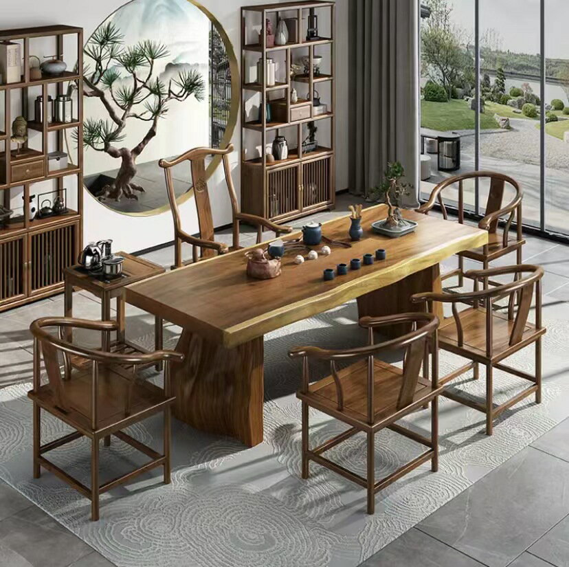 新中式椅組合實木大闆幹泡茶颱辦公客廳現代禪意茶具套裝