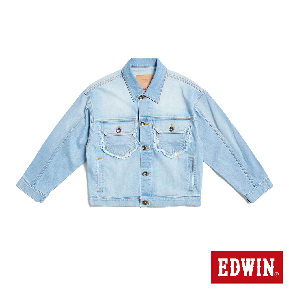 EDWIN 再生系列 丹寧拼接外套-女款 石洗藍