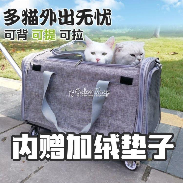 貓包拉桿箱大號兩只貓外出便攜寵物透氣單肩可拆卸折疊狗包手提包