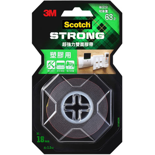 3M Scotch 超強力雙面膠帶 塑膠用 18mmX1.5m