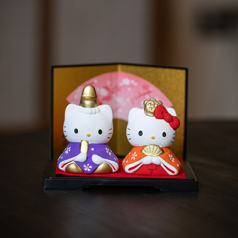 臺灣公司貨 免運 可開票 日本進口HelloKitty夫妻擺件陶瓷可愛桌面裝飾品禮盒