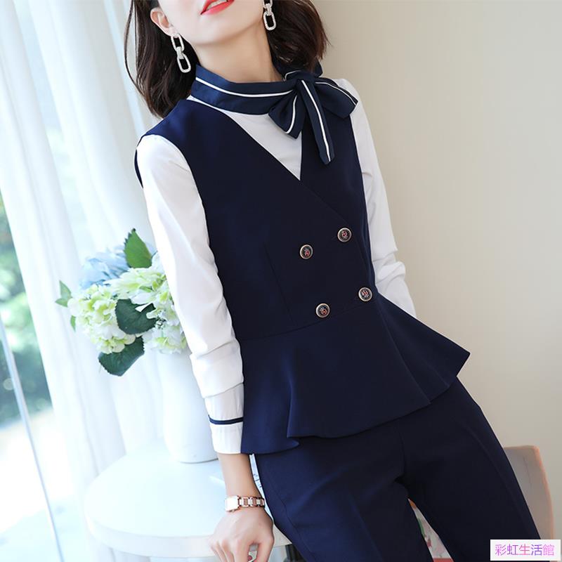 酒店工作服餐飲美容師空姐制服職業套裝馬甲前臺工作裝女秋冬職業裝