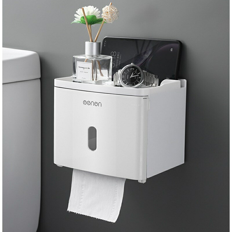 衛生間紙巾盒 免打孔防水捲紙架 廁紙盒廁所 衛生紙雙層置物架抽紙新