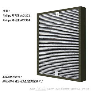 抗敏 適用Philips 飛利浦 AC4374 AC4373 空氣清淨機複合式2合1活性碳 HEPA 濾網 濾心 AC4138