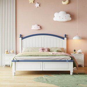 優樂悅~美式全實木小孩床1.2米男孩女孩粉色青少年次臥單人床1.5米兒童床