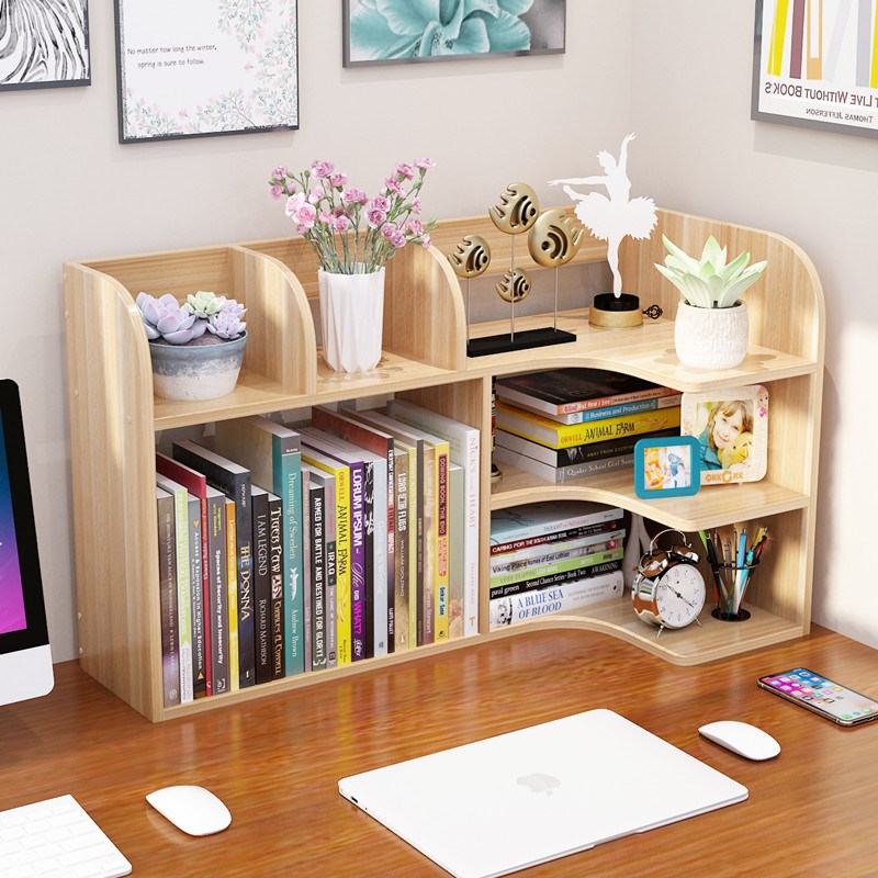 簡易書桌上小型書架辦公桌面置物架多層學生宿舍收納兒童書柜家用