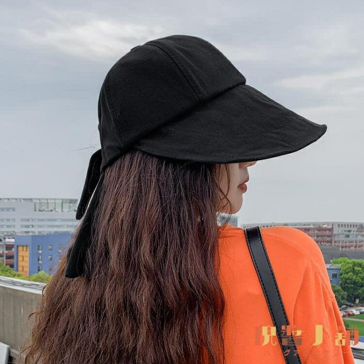 遮陽帽女空頂帽夏季防曬太陽帽韓版遮臉大檐鴨舌帽【倪醬小鋪】