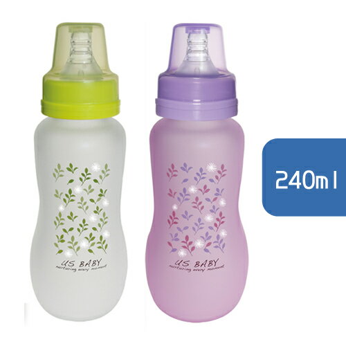 US BABY 優生 真母感特護玻璃瓶(一般口徑)240ml (綠/紫)【單入】【悅兒園婦幼生活館】